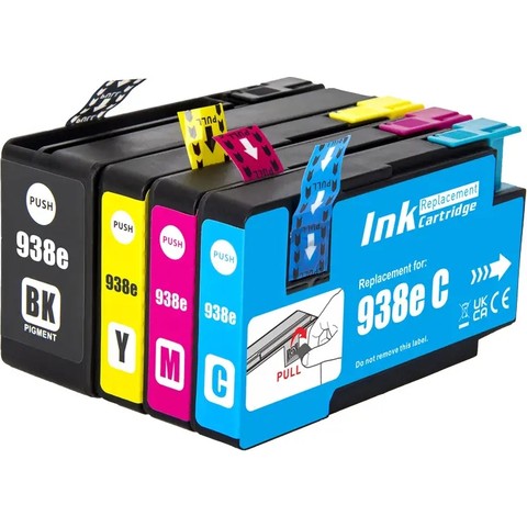 HP 938e Çipli Yüksek Kapasiteli Muadil Kartuş 4 Renk Set OfficeJet Pro 9110 9120 9130 Uyumlu