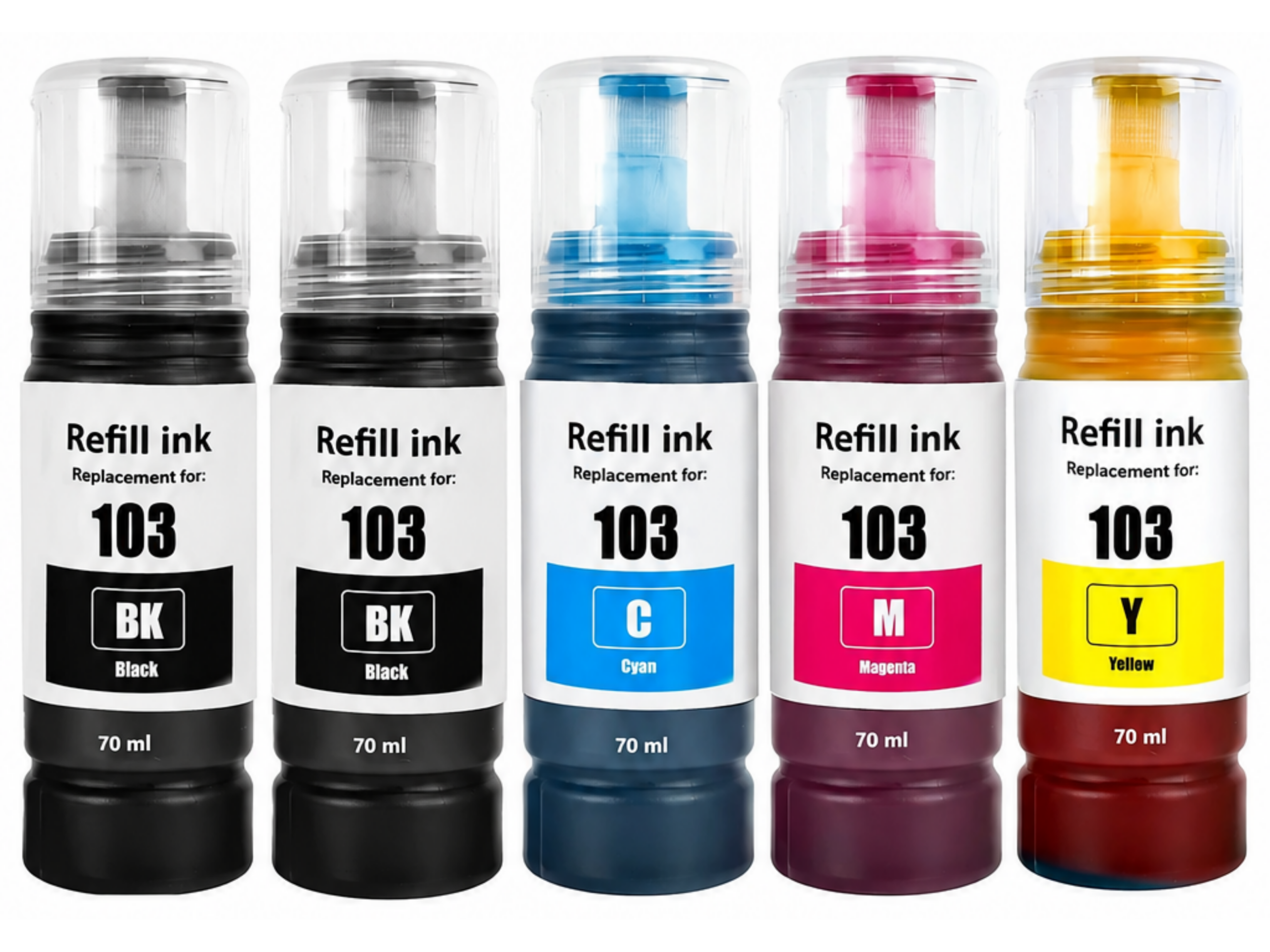 Epson 103 Muadil Mürekkep 70 ML 4 Renk Set (2 Siyahlı)